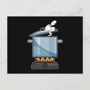 Postal Chimenea con cacerola y tapa