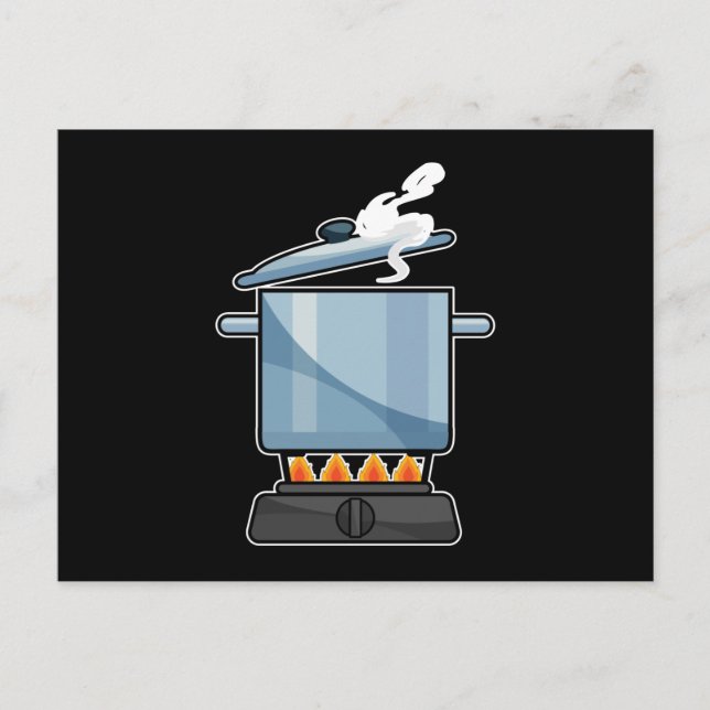 Postal Chimenea con cacerola y tapa (Anverso)