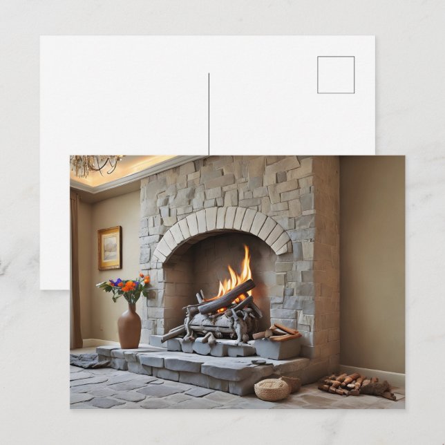 Postal Chimenea en casa (Anverso / Reverso)
