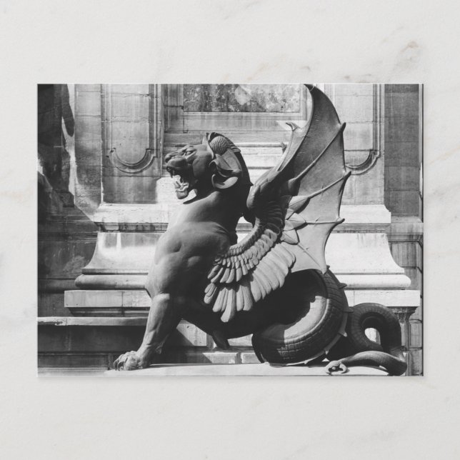Postal Chimera de la fuente de St. Michel, París (Anverso)