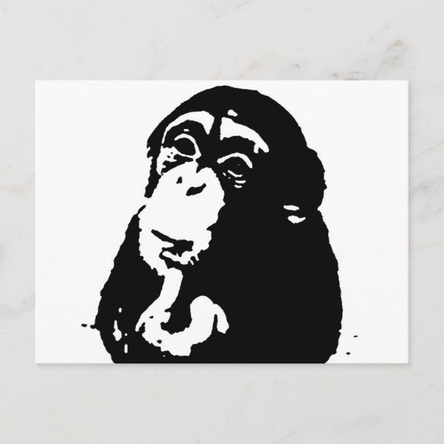 Postal Chimpancé de pensamiento de arte pop (Anverso)