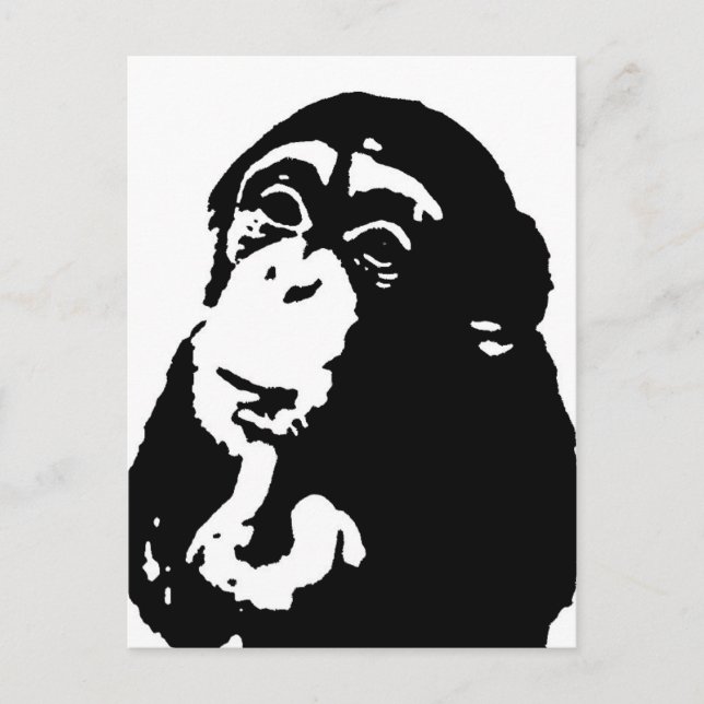 Postal Chimpancé de pensamiento de arte pop (Anverso)