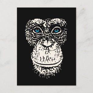 Postal Chimpancé frente a ojos azules
