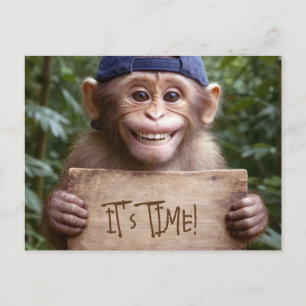 Postal Chimpancé recordatorio de dentista con cartel de c