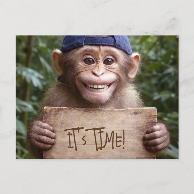 Postal Chimpancé recordatorio de dentista con cartel de c (Anverso)