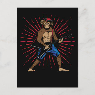 Postal Chimpancé tocando guitarra eléctrica Amante de la