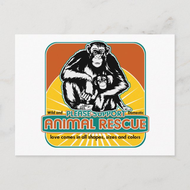 Postal Chimpanzee de Rescate Animal (Anverso)