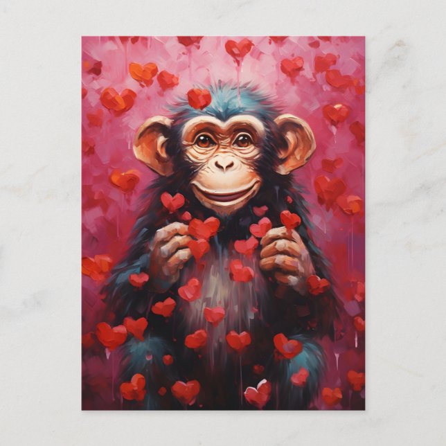 Postal Chimpanzee Día de San Valentín (Anverso)