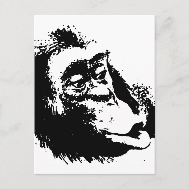 Postal Chimpanzee divertido de Pop Art (Anverso)