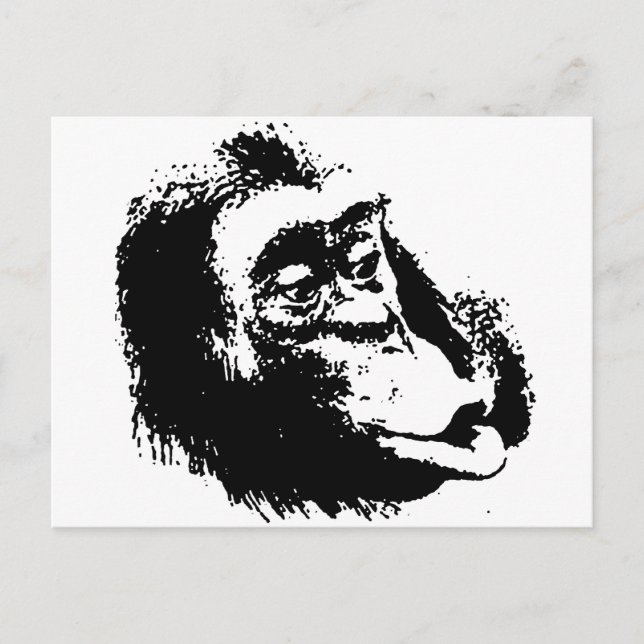 Postal Chimpanzee divertido de Pop Art (Anverso)