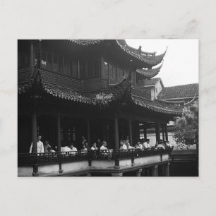 Postal China antigua Shanghai Yuyuan jardín Dianchun hall