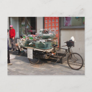Postal China Bicicleta: vendiendo pescado