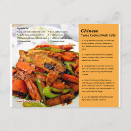 Postal china con receta de Belly de cerdo cocinado