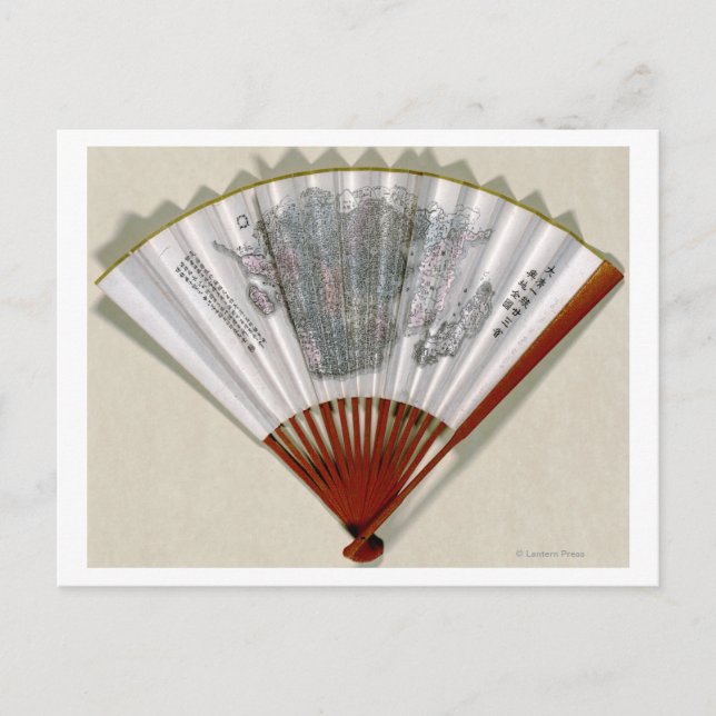 Postal China frente a un mapa de fans (Anverso)