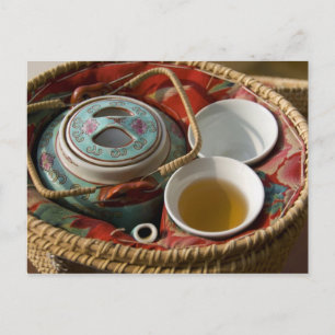 Postal China, Hong Kong. Tetera tradicional china y 3