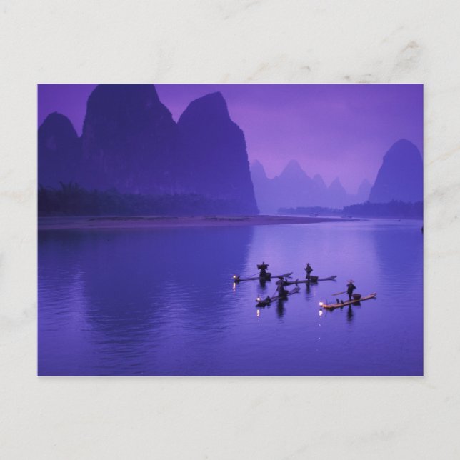 Postal China, río Li. Pescadores cormoranes. (Anverso)