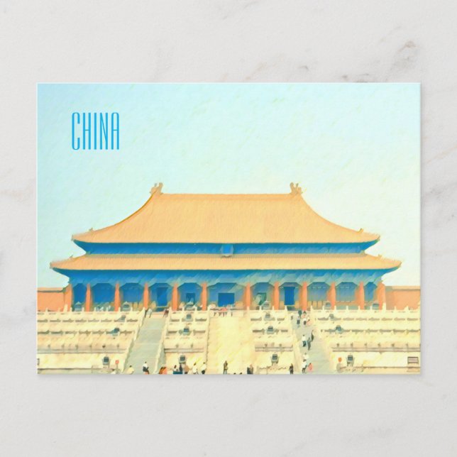 Postal China Viaje vintage a la Ciudad Prohibida (Anverso)