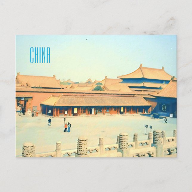 Postal China Viaje vintage a la Ciudad Prohibida (Anverso)