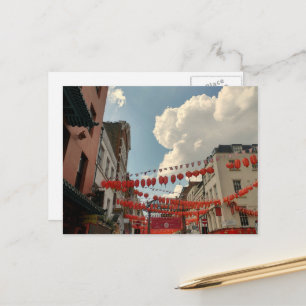 Postal Chinatown Londres Reino Unido banderas linternas v