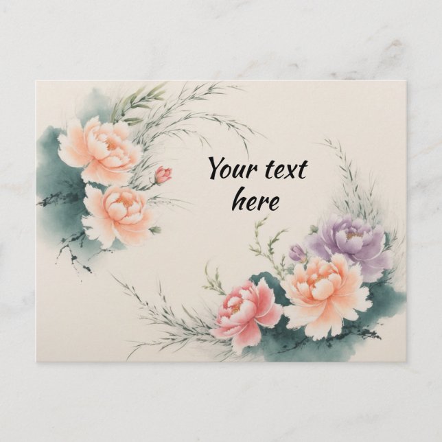 Postal Chinesische Blumen, personalizierbare (Anverso)