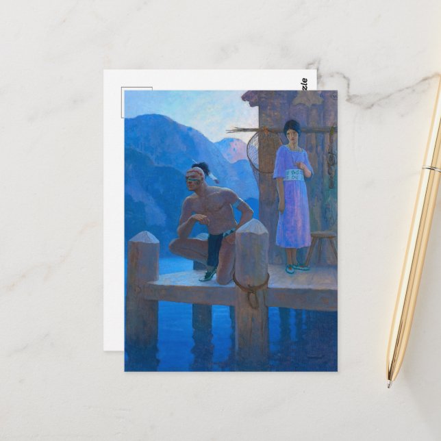 Postal Chingachgook por Newell Convers Wyeth (Anverso/Reverso In Situ)