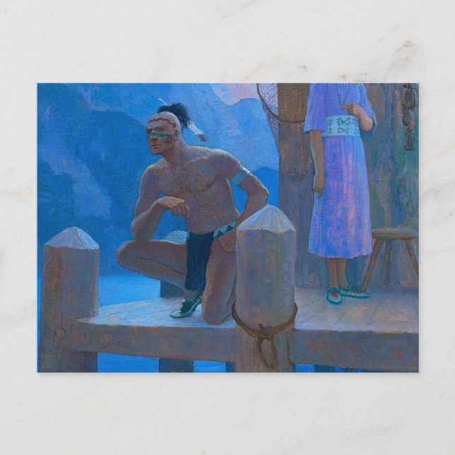 Postal Chingachgook por Newell Convers Wyeth (Anverso)