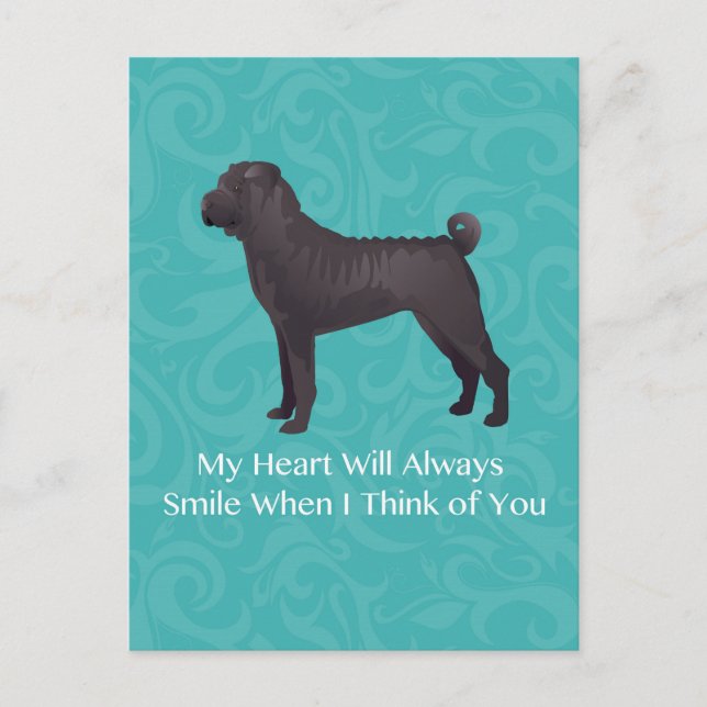 Postal Chino negro Shar Pei pensando en tu diseño (Anverso)
