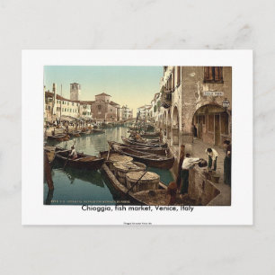 Postal Chioggia, mercado de pescado, Venecia, Italia, año