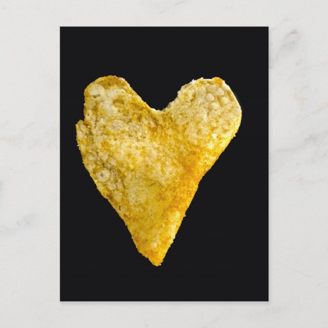 Postal Chip de papa en forma de corazón (Anverso)
