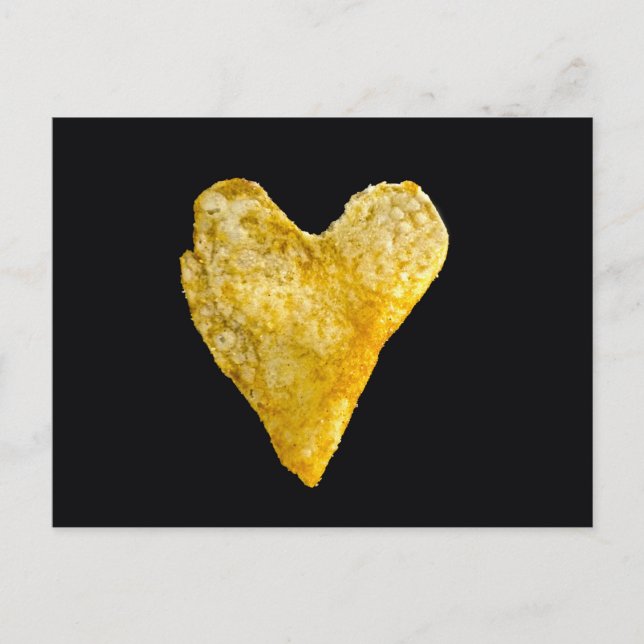 Postal Chip de papa en forma de corazón (Anverso)