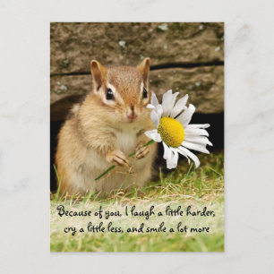 Postal Chipmunk infantil adorable con cita de amistad