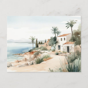 Postal Chipre Serene: Impresiones de arte de acuarela dig