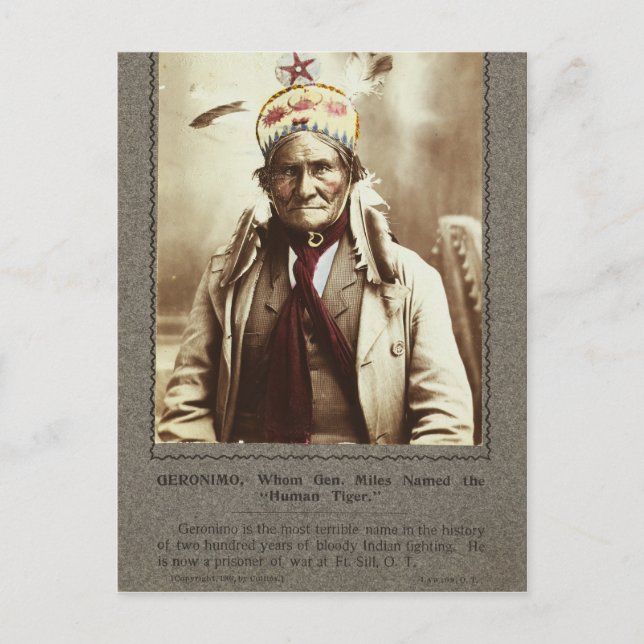 Postal Chiricahua Apache líder indio geronimo retrato (Anverso)