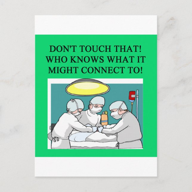 Postal chiste cirujano médico médica (Anverso)