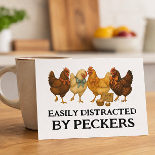 Postal Chiste de chica de granja de pollos divertido
