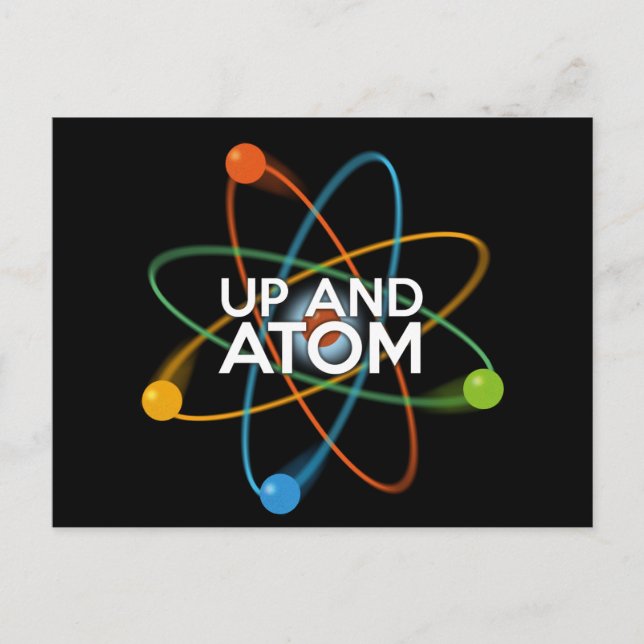 Postal Chiste de ciencia UP AND ATOM (Anverso)