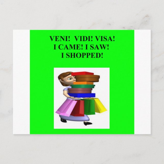 Postal chiste de compras para mujeres divertidas (Anverso)