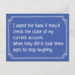 Postal Chiste de cuenta corriente del banco divertido
