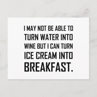 Postal Chiste del desayuno del helado del vino del agua