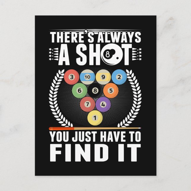 Postal Chiste divertido de billar taco snooker jugador de (Anverso)