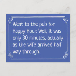 Postal Chiste divertido de Happy Hour en el pub