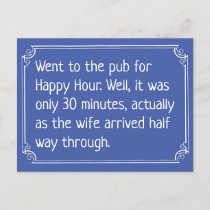 Postal Chiste divertido de Happy Hour en el pub