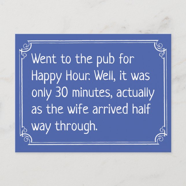 Postal Chiste divertido de Happy Hour en el pub (Anverso)