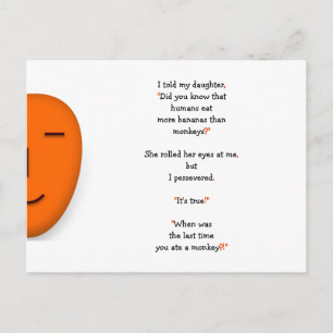 Postal Chiste Divertido de Papá sobre Monos Humanos Pláta