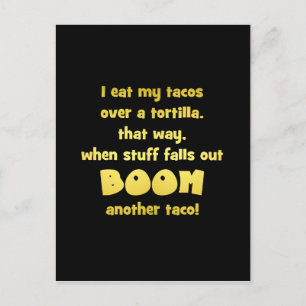 Postal Chiste divertido de tortilla Boom