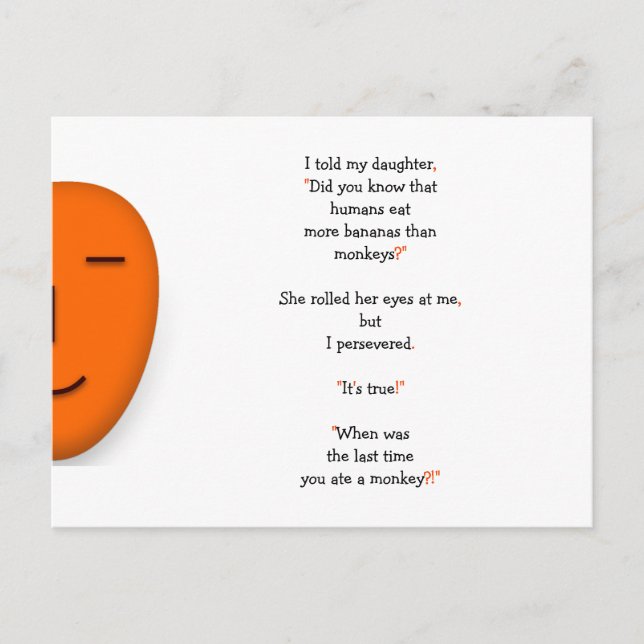 Postal Chiste gracioso de papá en monos humanos de hija b (Anverso)