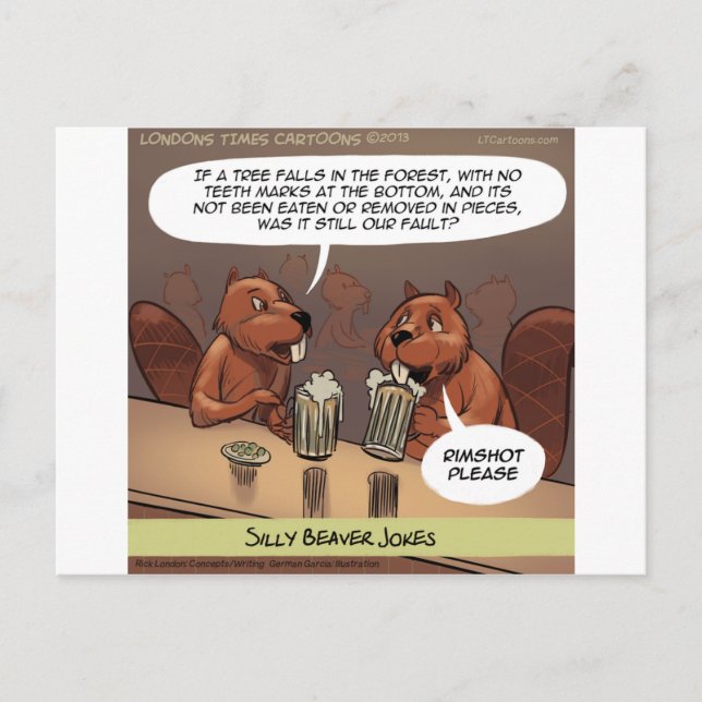 Postal Chistes de Silly Beaver Personalizado gracioso (Anverso)