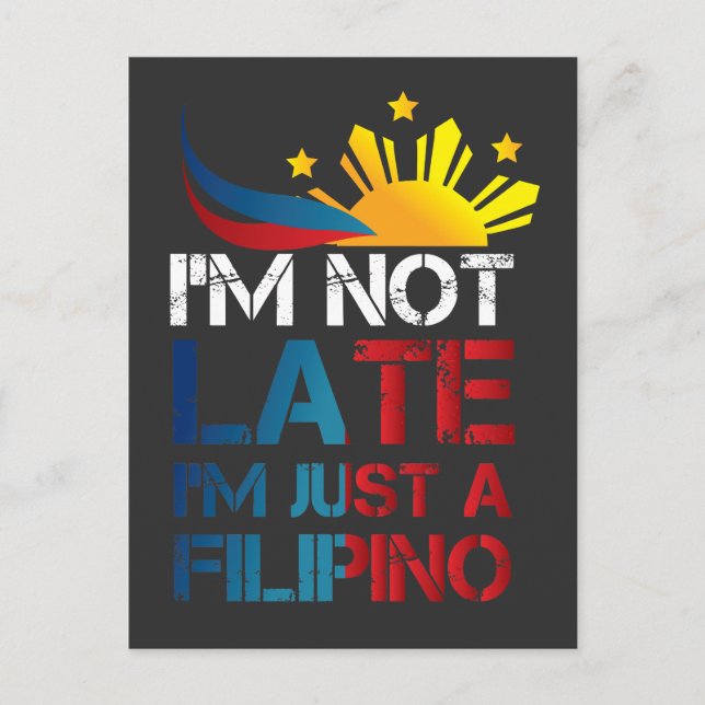 Postal Chistes divertidos de Pinoy Puntualidad Filipinas  (Anverso)