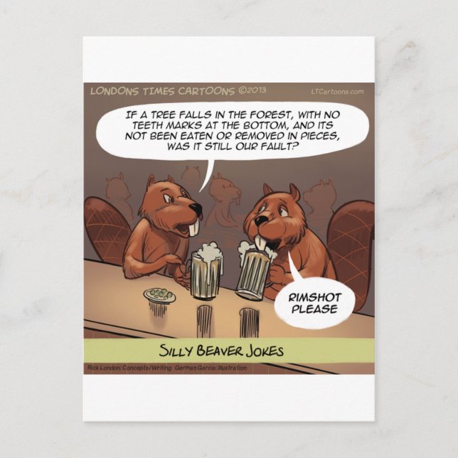 Postal Chistes Tontos de Castores Dibujos Animados Divert (Anverso)