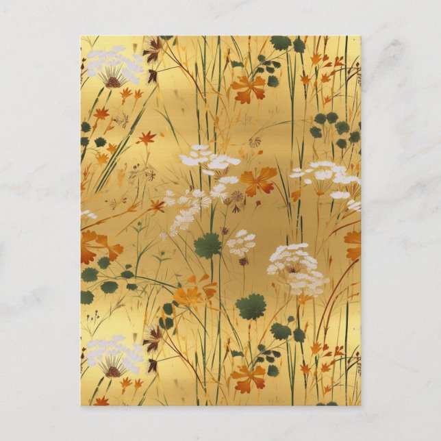 Postal Chiyogami de flores silvestres (Anverso)